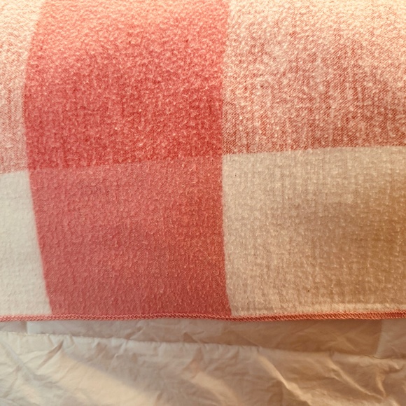 Vintage 1930s Twin blanket pink & white plaid summer cotton flannel - Picture 5 of 5